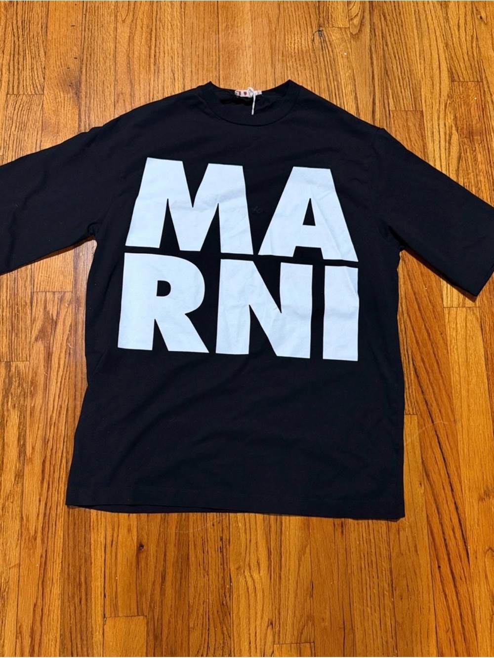 Marni Black T-Shirt with White Block Logo